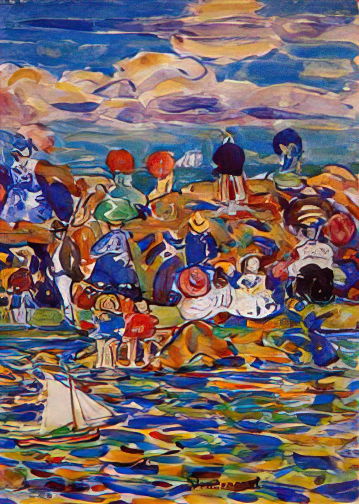 Maurice Prendergast beach st malo Art A4 Photo Print