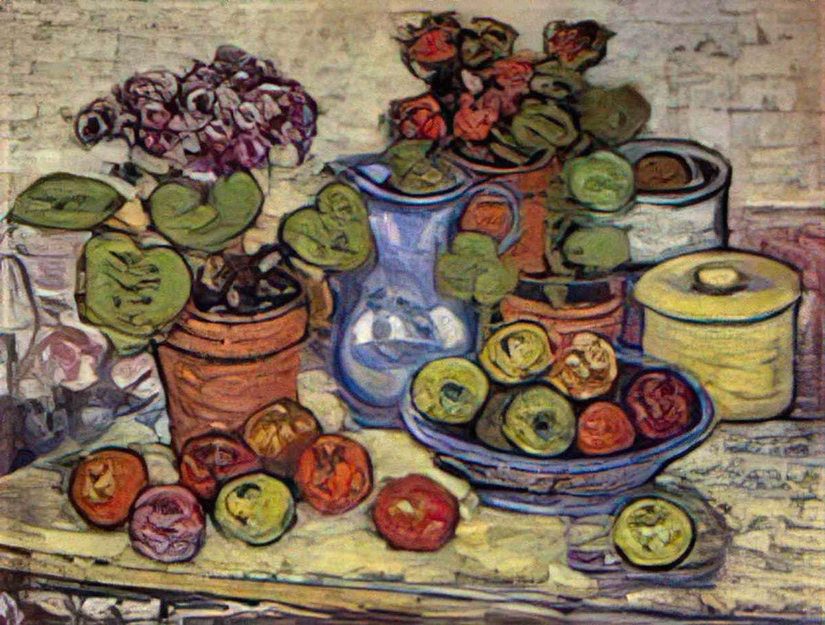 Maurice Prendergast cinerarias and fruit Art A4 Photo Print