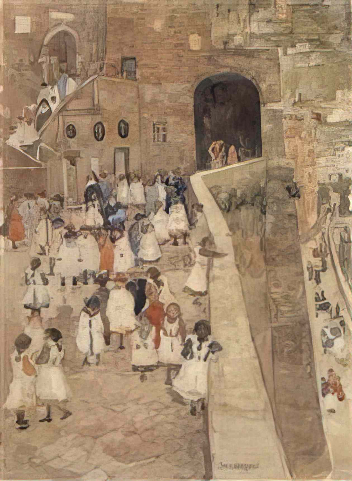 Maurice Prendergast courtyard scene siena Art A4 Photo Print