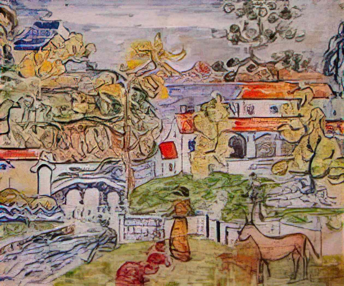 Maurice Prendergast figures and donkeys also known as fantasy with hor Art A4 Photo Print