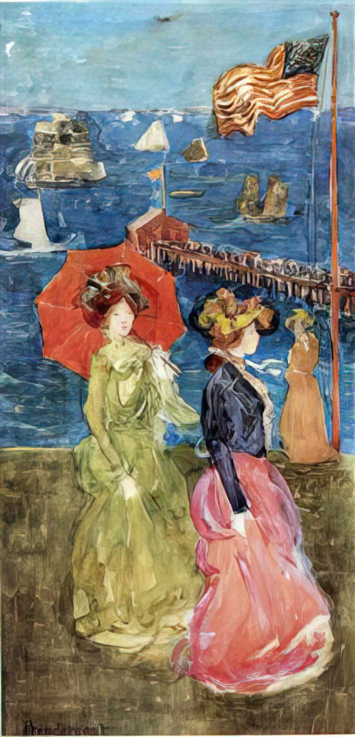 Maurice Prendergast figures under the flag Art A4 Photo Print