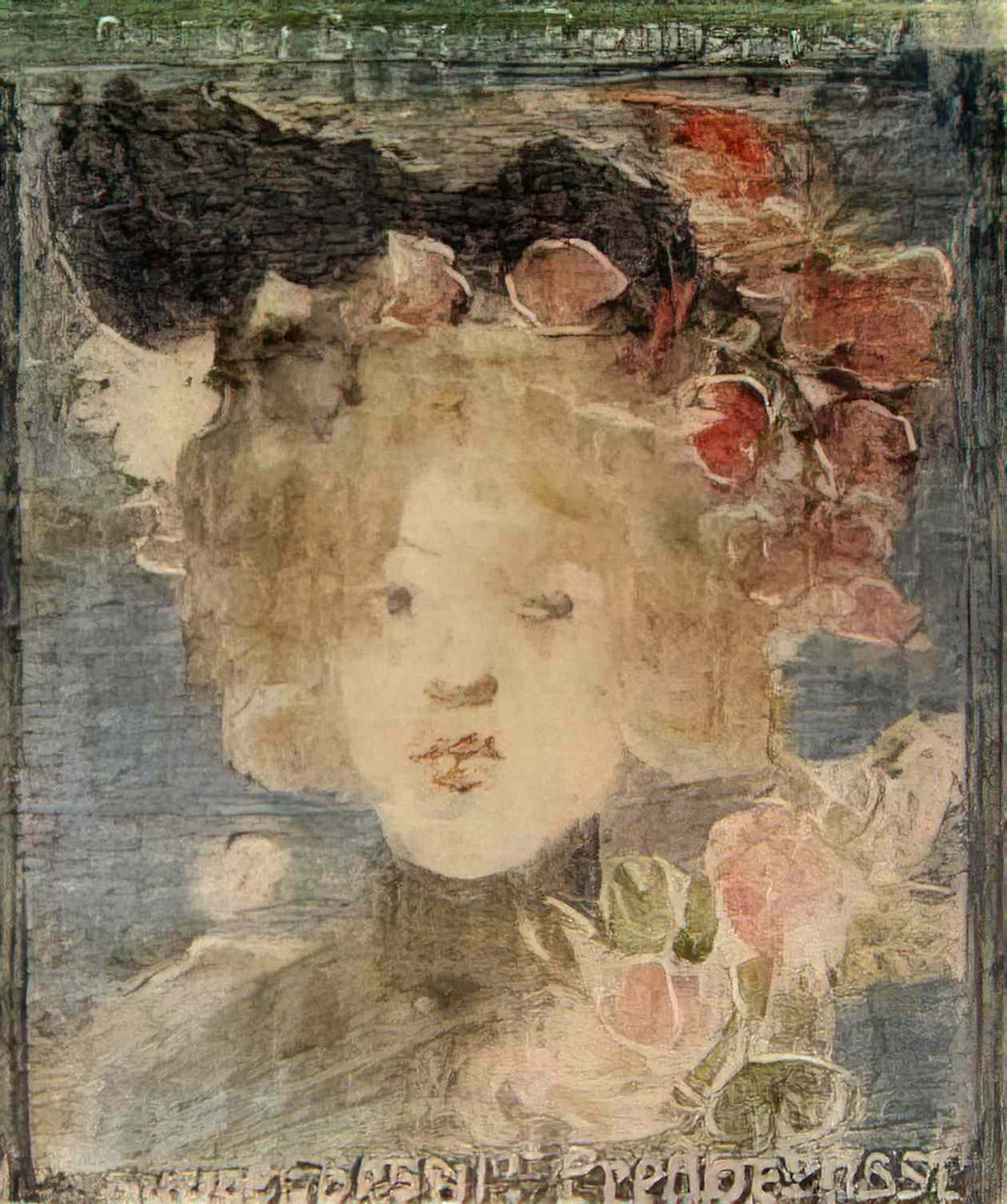 Maurice Prendergast head of a girl with roses Art A4 Photo Print