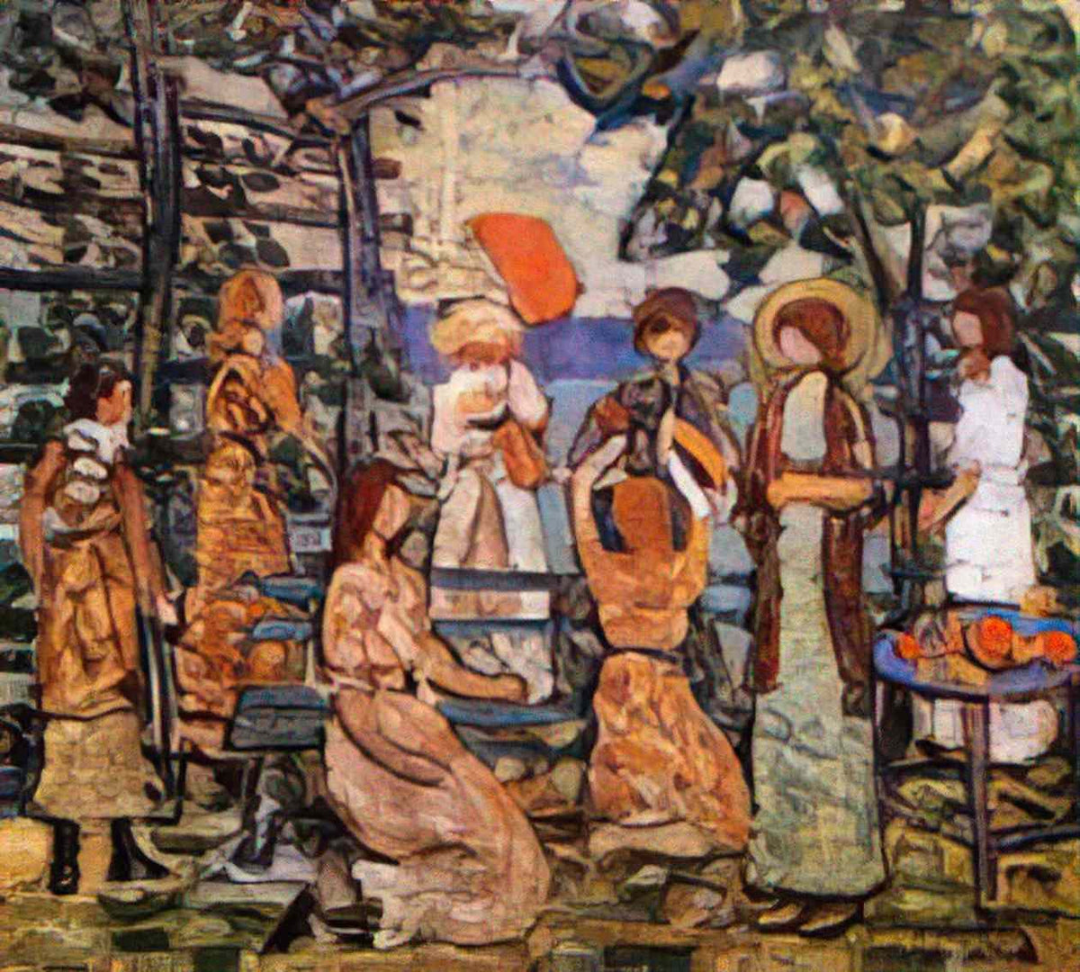 Maurice Prendergast ladies in a seaside arbor Art A4 Photo Print