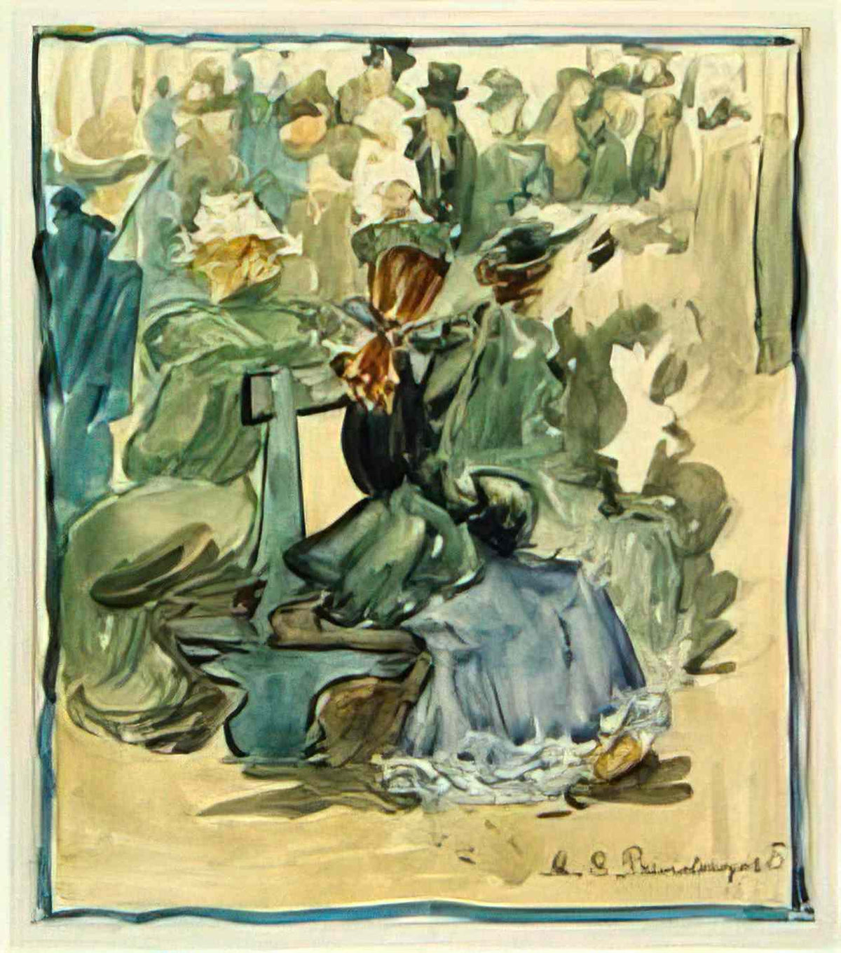 Maurice Prendergast ladies seated on a bench also known as ladies in t Art A4 Photo Print