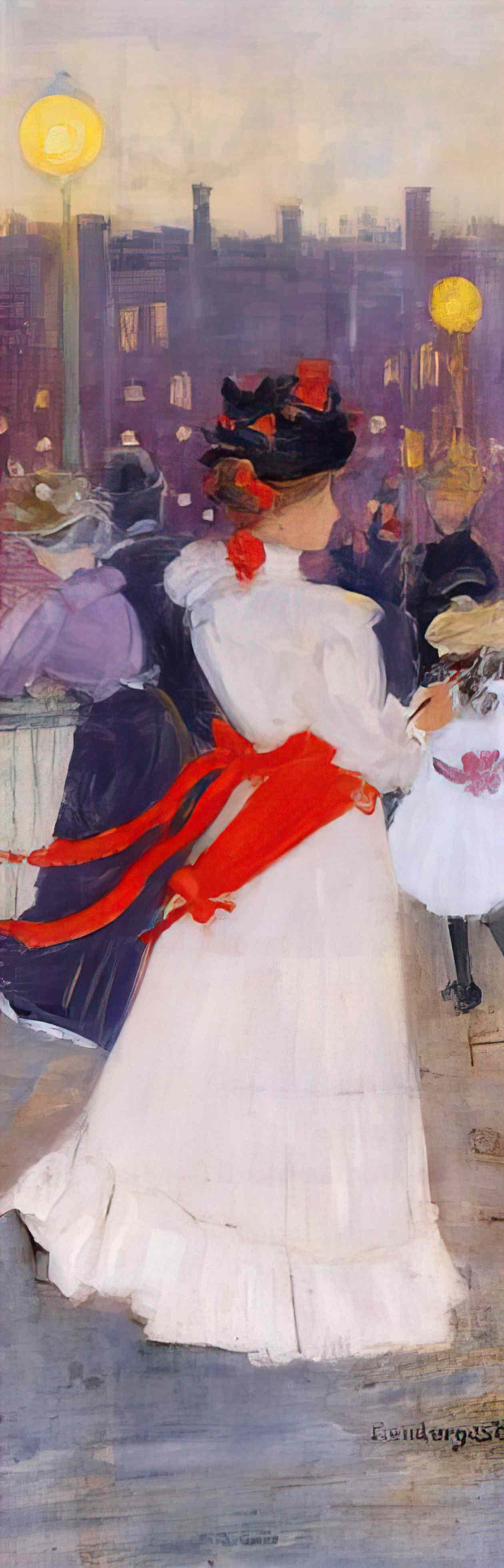 Maurice Prendergast lady with a red sash Art A4 Photo Print