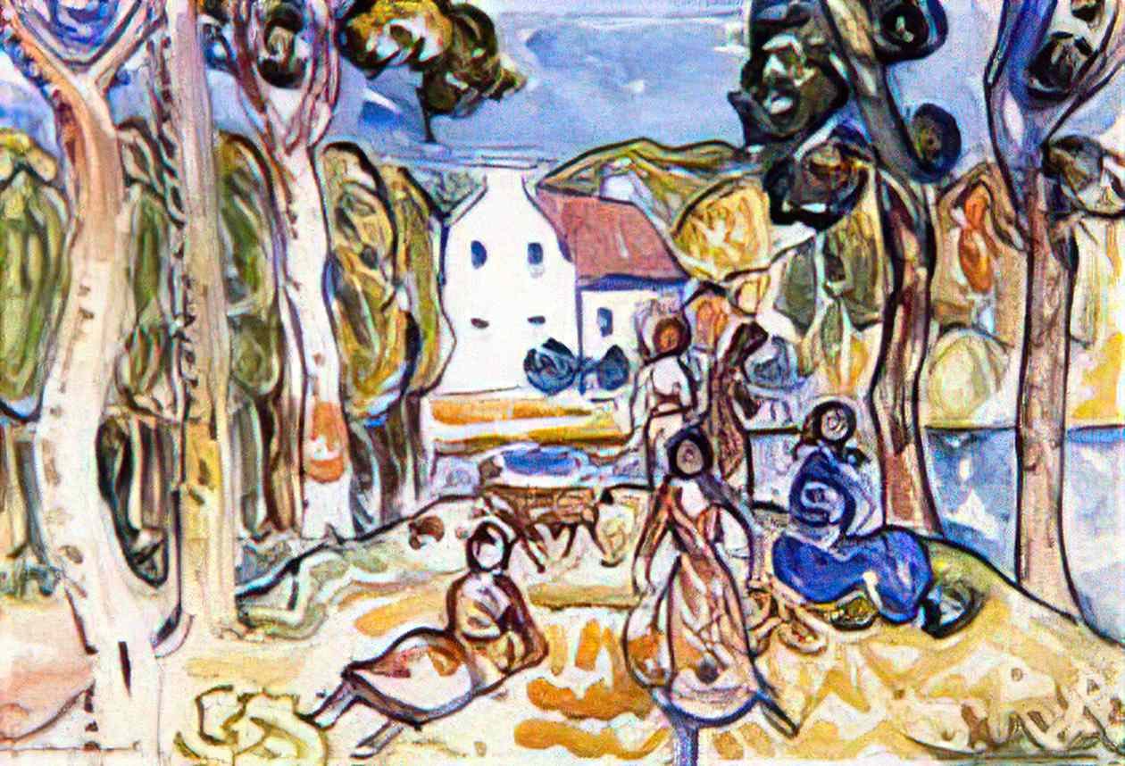Maurice Prendergast landscape with figures and goat Art A4 Photo Print