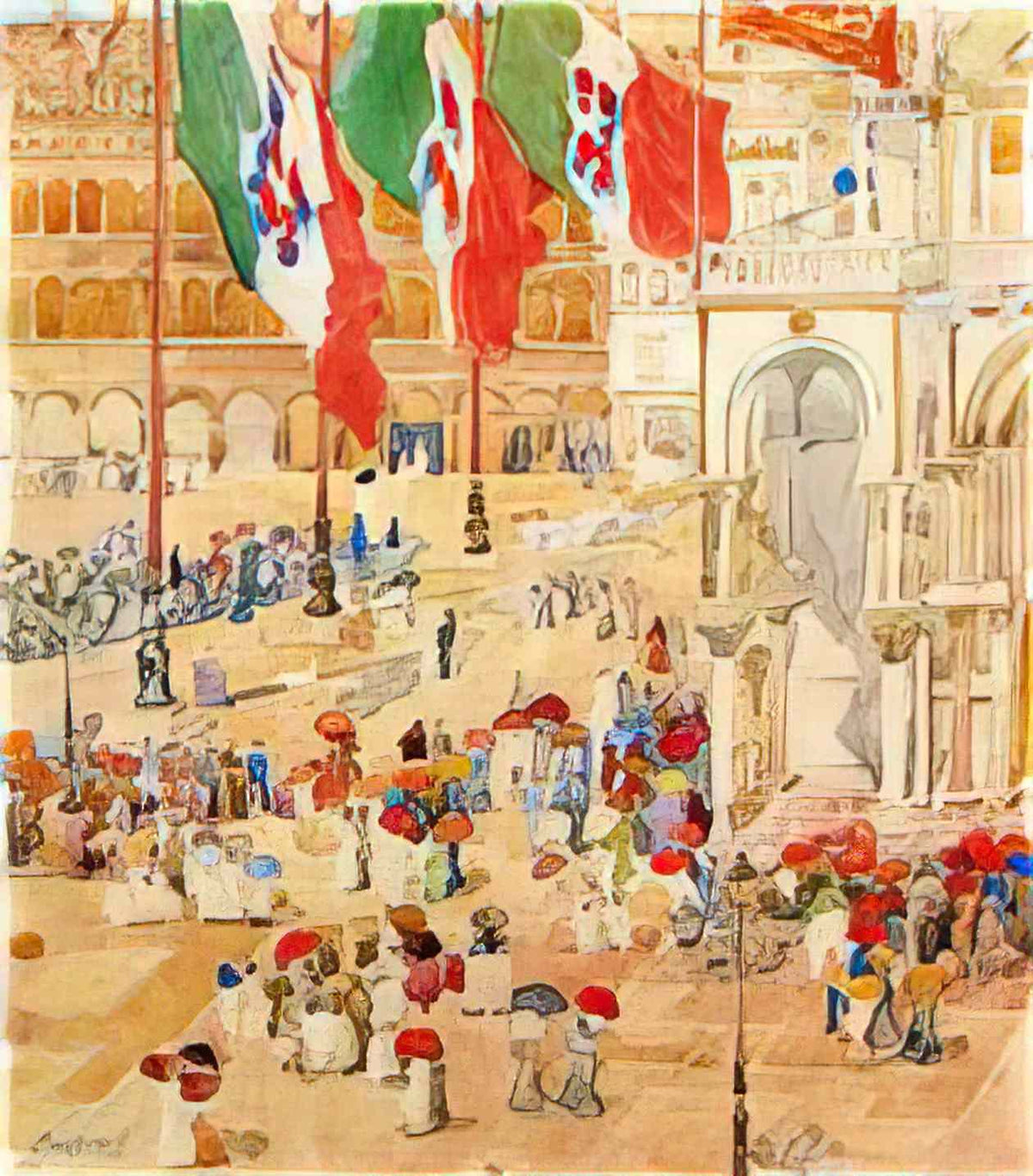 Maurice Prendergast the piazza of st marks venice Art A4 Photo Print