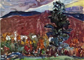 Maurice Prendergast village against purple mountain Art A4 Photo Print