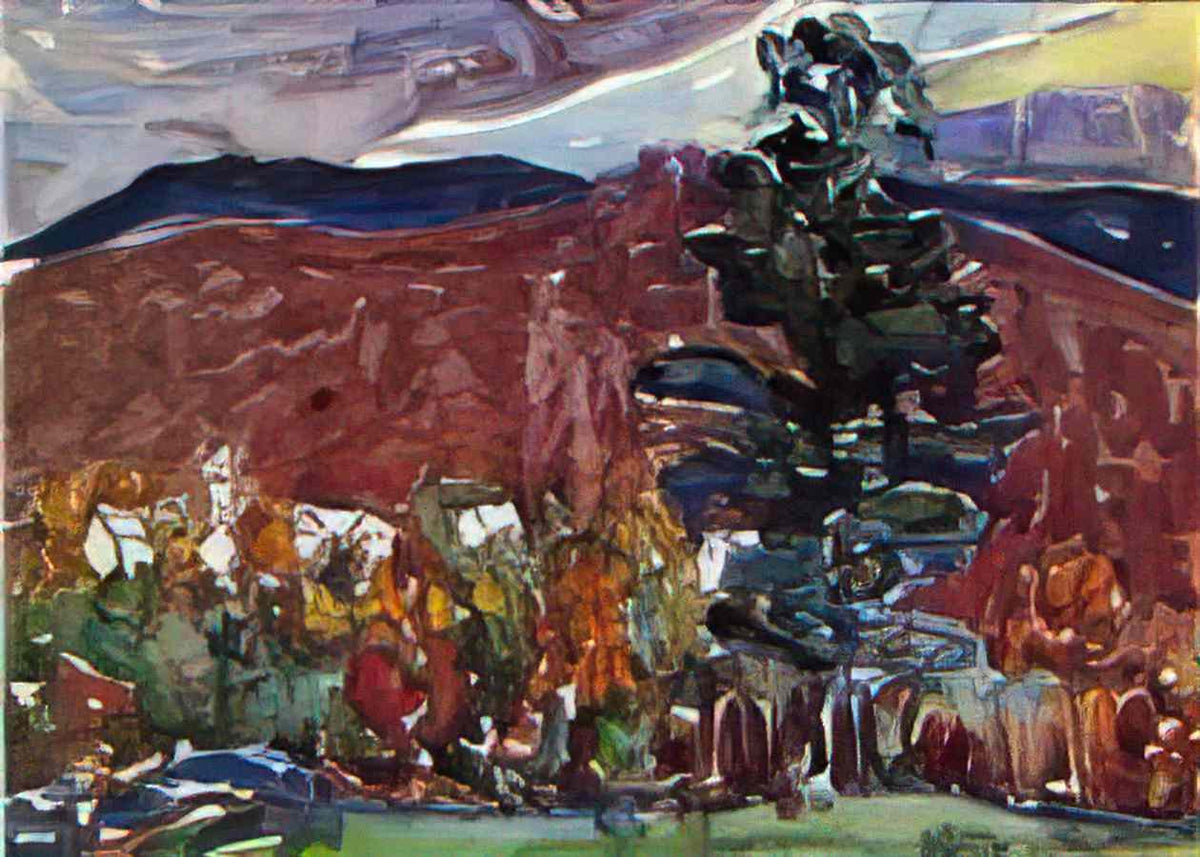 Maurice Prendergast village against purple mountain Art A4 Photo Print