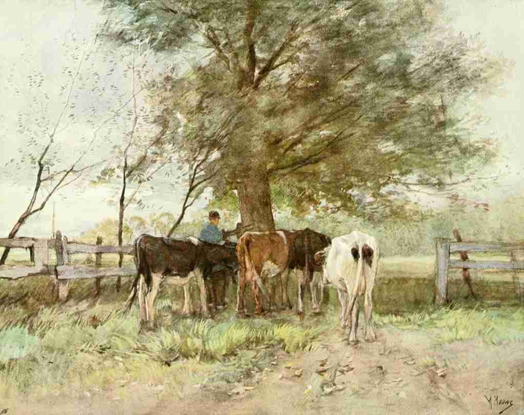 Mauve Anton 1838 1888 The Studio 1907Milking time A4 Photo Print