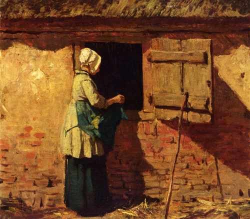 Mauve Anton A Peasant Woman By A Barn A4 Photo Print