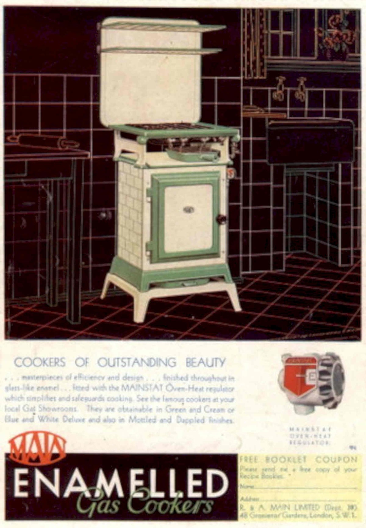 Mava Cooker Kitchen 1930s Vintage Retro Advert Poster