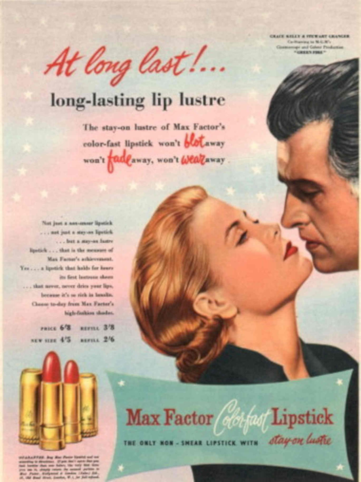 Max Factor Lipstick 1 1950s Vintage Retro Advert Poster