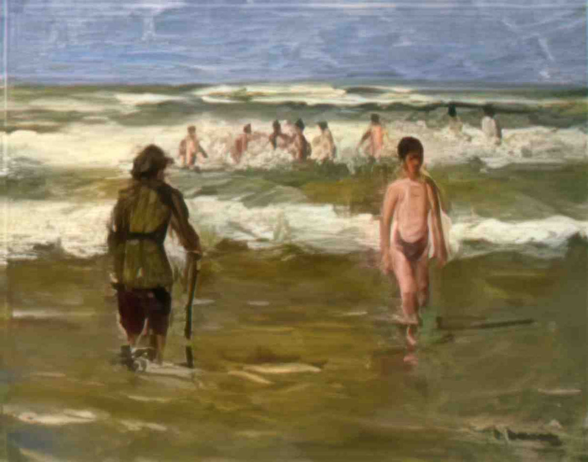 Max Liebermann boys bathing with beach warden 1907 Art A4 Photo Print