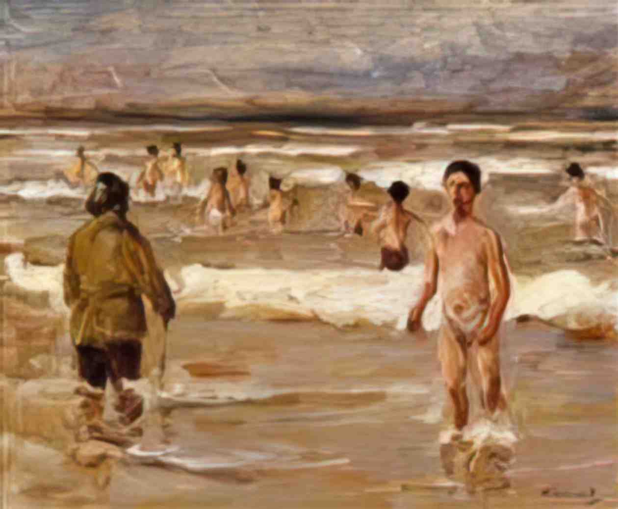 Max Liebermann children bathing in the sea 1899 Art A4 Photo Print