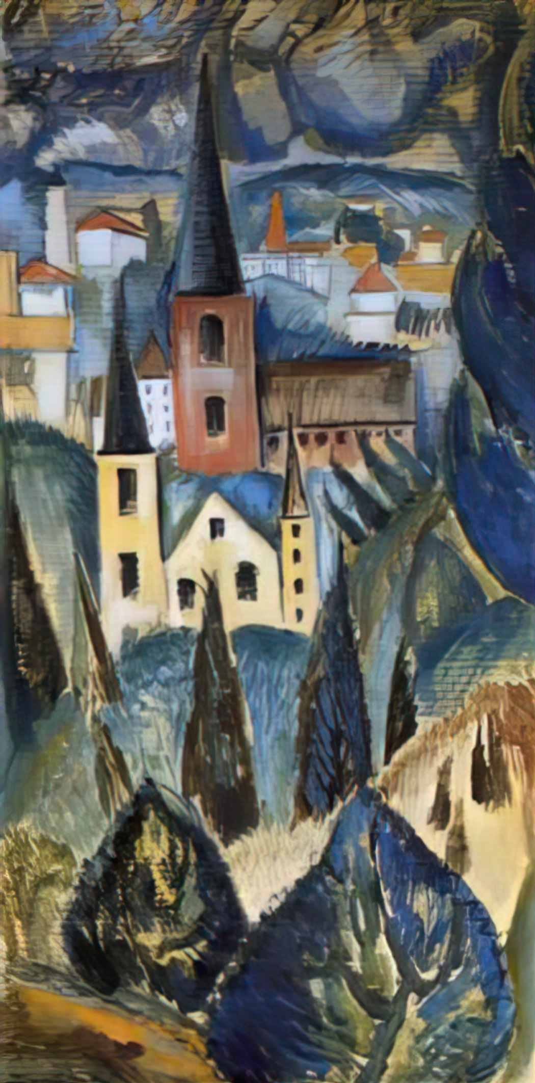 Max Weber landscape with church spires and trees Art A4 Photo Print