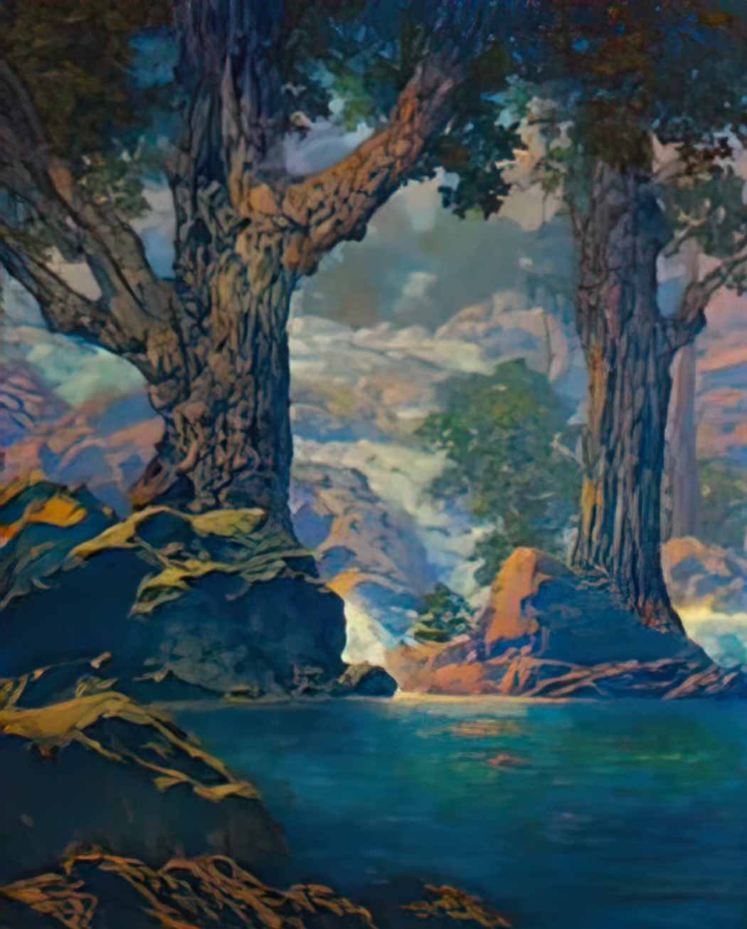 Maxfield Parrish cascades quiet solitude 1959 Art A4 Photo Print