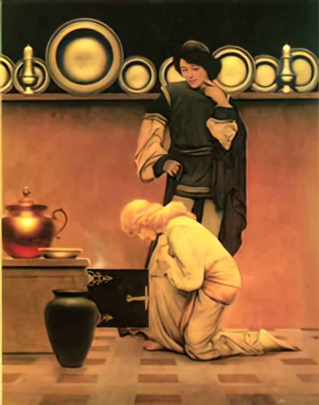 Maxfield Parrish lady violetta and the knave examine the tarts Art A4 Photo Print
