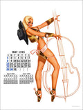 May 1955 Calendar Pin Up Girl Vintage Retro Advert Poster A4 Photo Print