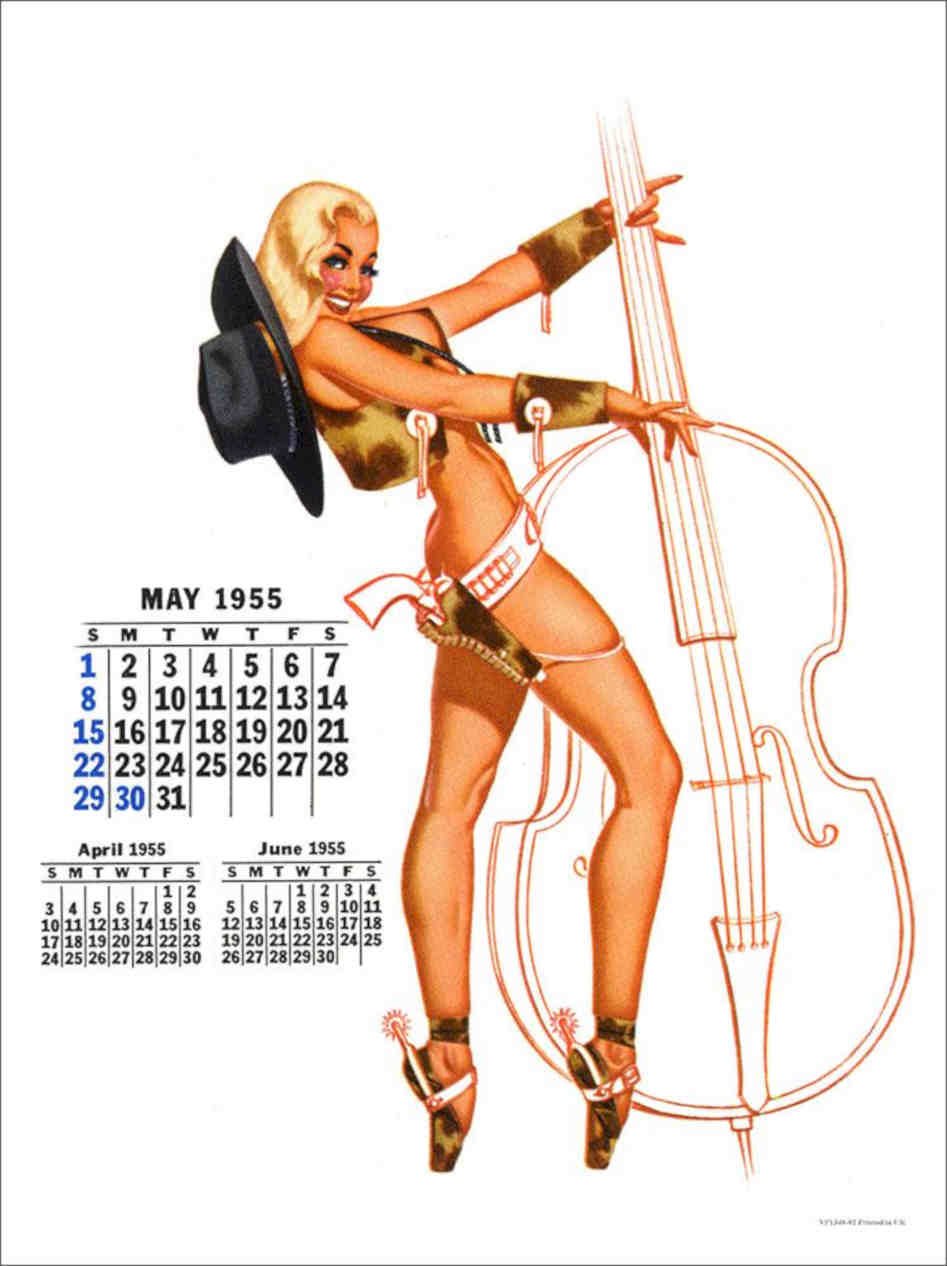 May 1955 Calendar Pin Up Girl Vintage Retro Advert Poster A4 Photo Print