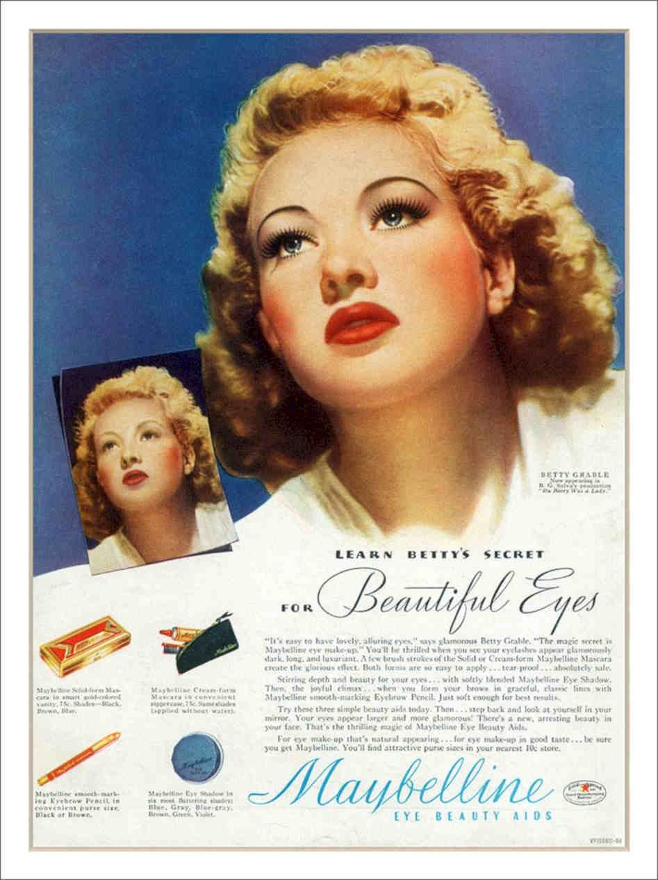 Maybelline Makeup Betty Grable 1940s Vintage Retro Advert Poster A4 Photo Print