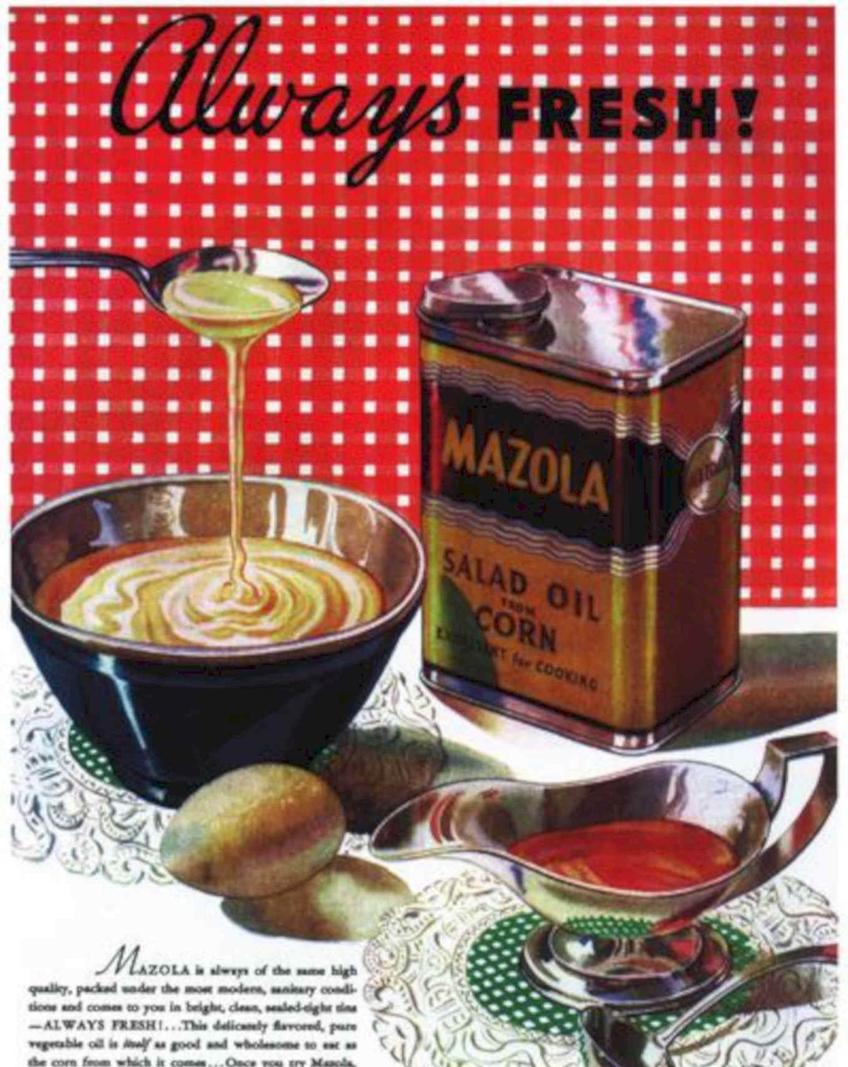 Mazola Salad Oil 2 Vintage Retro Advert Poster A4 Photo Print
