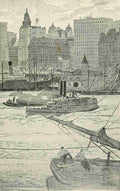 McCarter Henry 1866 1942 New York Sketches 1902 Along the Battery Sea wall A4 Photo Print