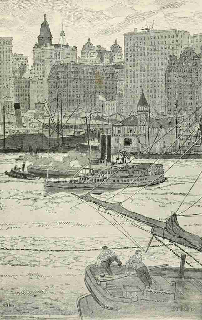 McCarter Henry 1866 1942 New York Sketches 1902 Along the Battery Sea wall A4 Photo Print