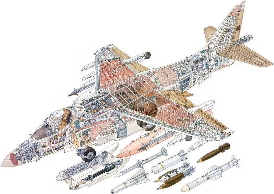 McDonnell Douglas AV 8B Harrier II cutaway A4 Photo Print