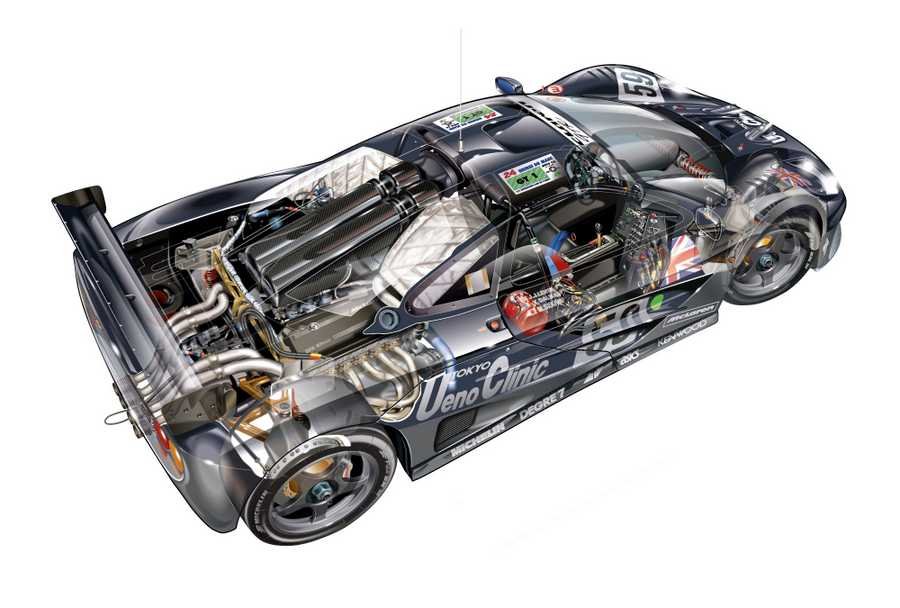 McLaren F1 GTR 1995 cutaway A4 Photo Print