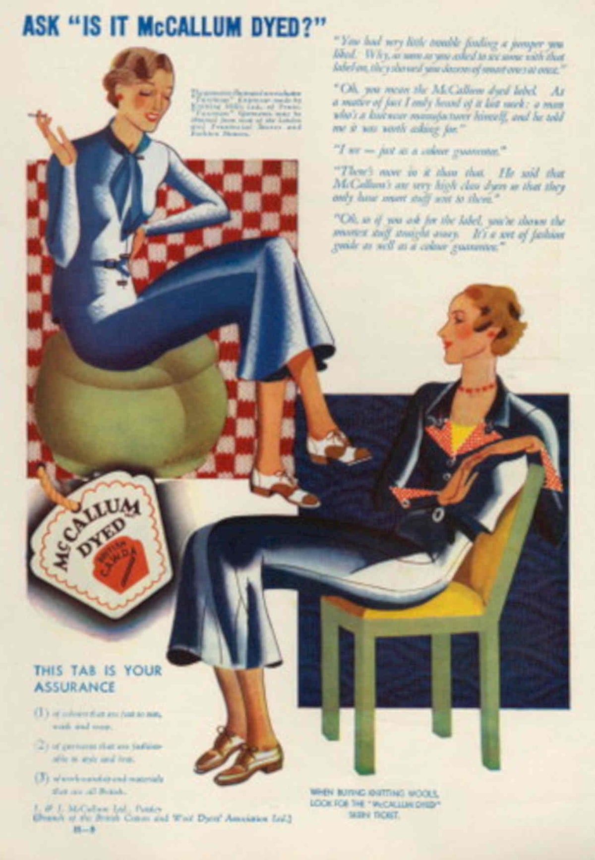 Mccallum Dyed Suits 1930s Vintage Retro Advert Poster