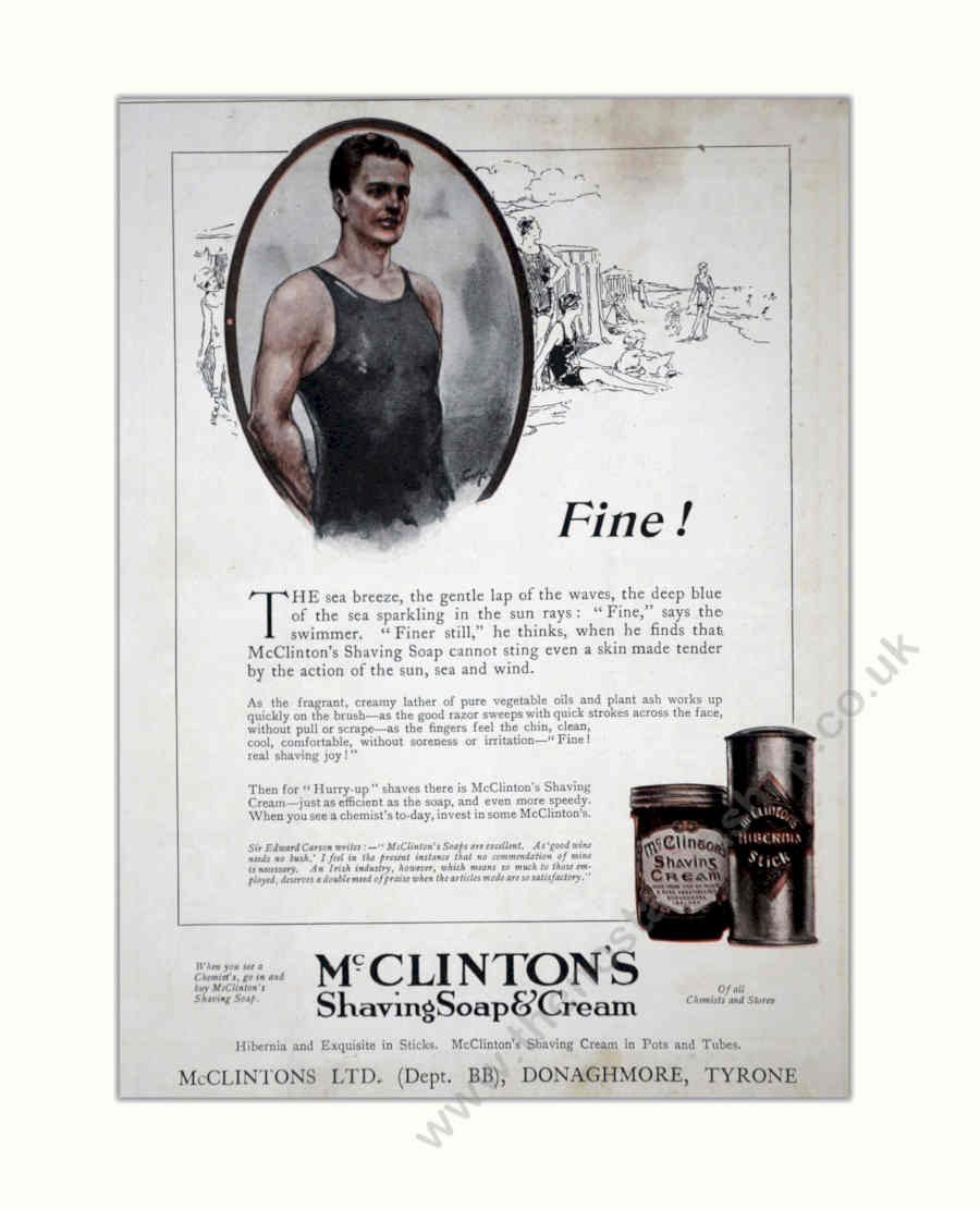 Mcclinton Shaving Cream Vintage Retro Advert Poster A4 Photo Print