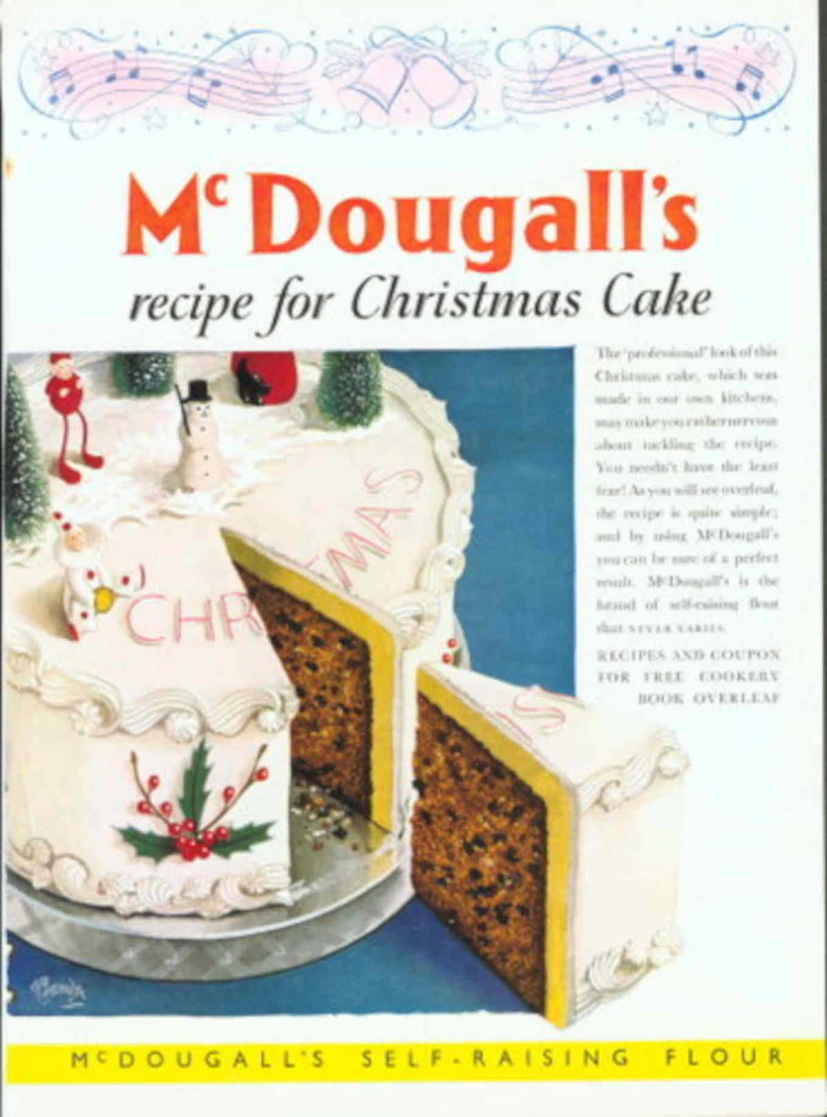 Mcdougall Christmas Cake 1950s Vintage Retro Advert Poster