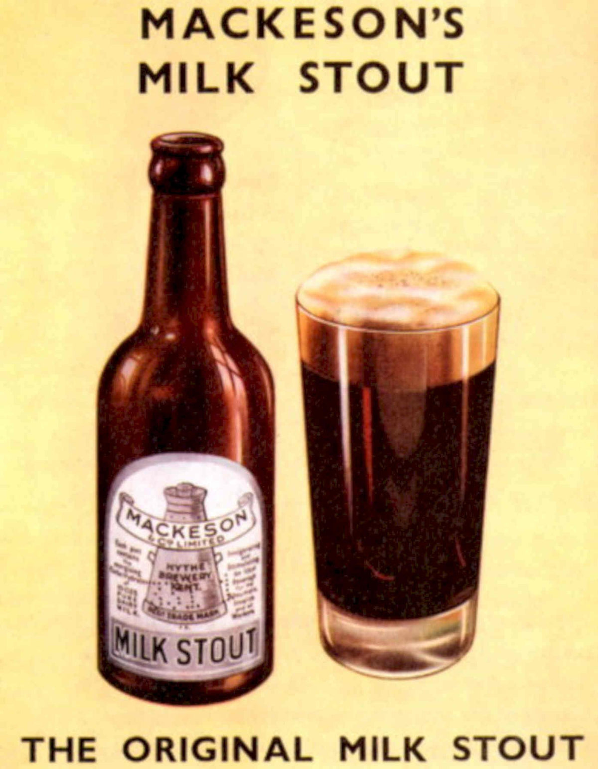 Mckesons Milk Stout 1950s Vintage Retro Advert Poster