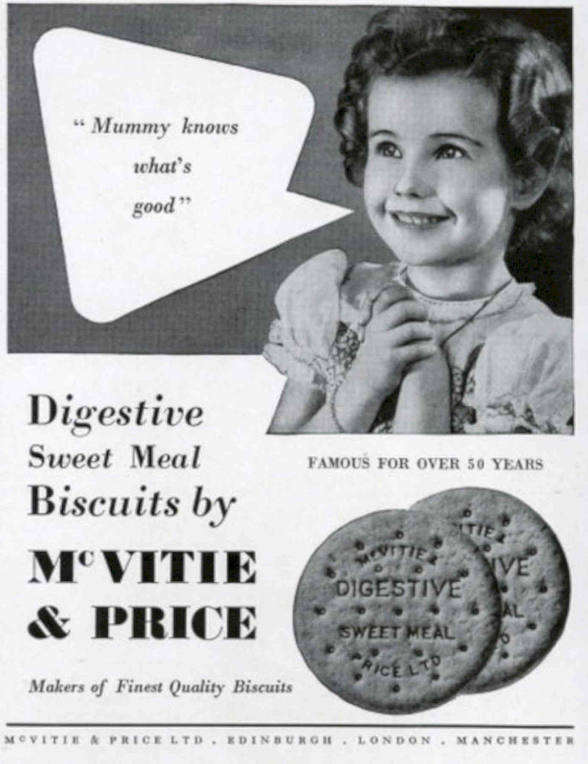 Mcvitie Price Biscuits 1 1950s Vintage Retro Advert Poster