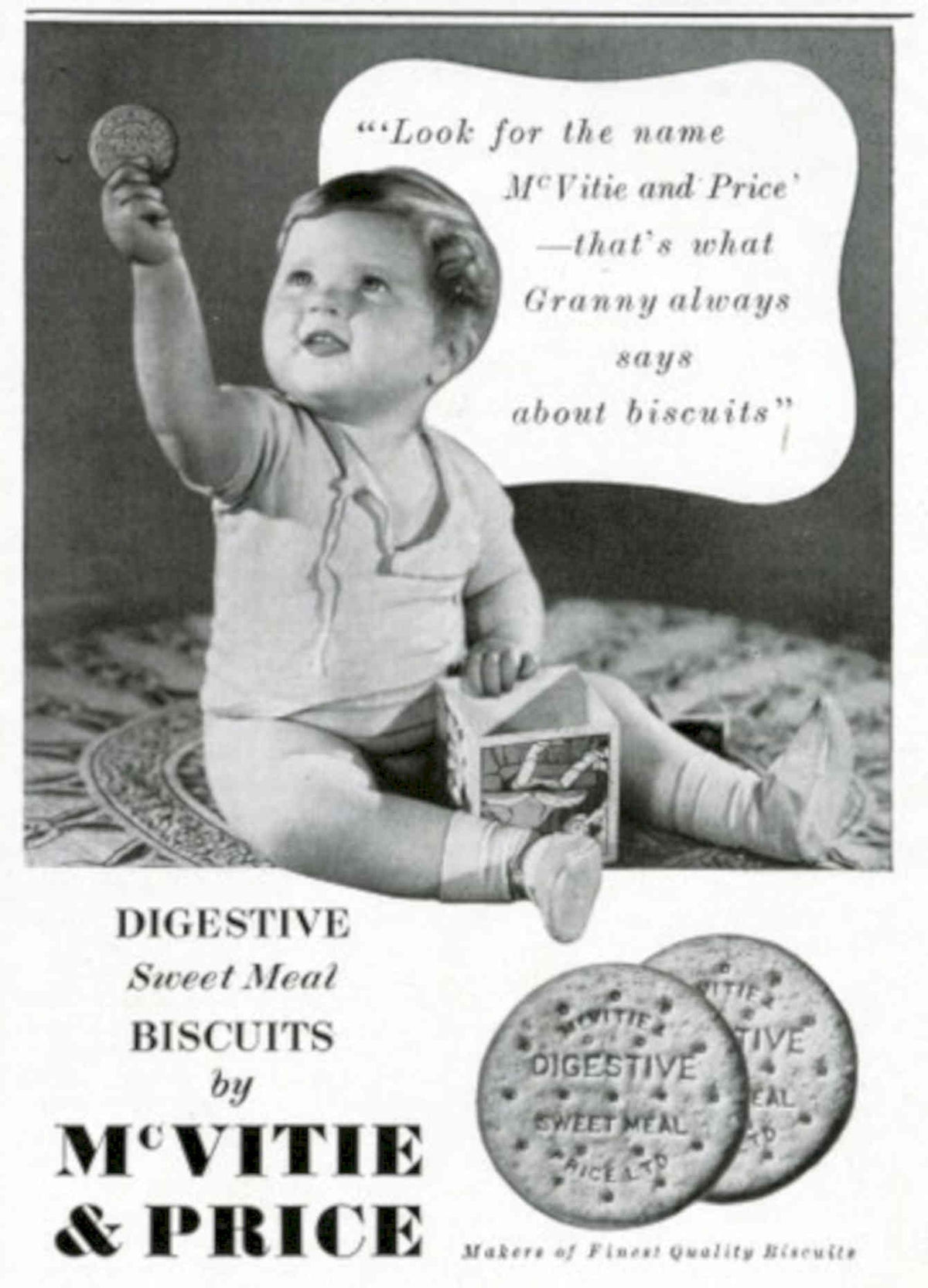 Mcvitie Price Child 1950s Vintage Retro Advert Poster