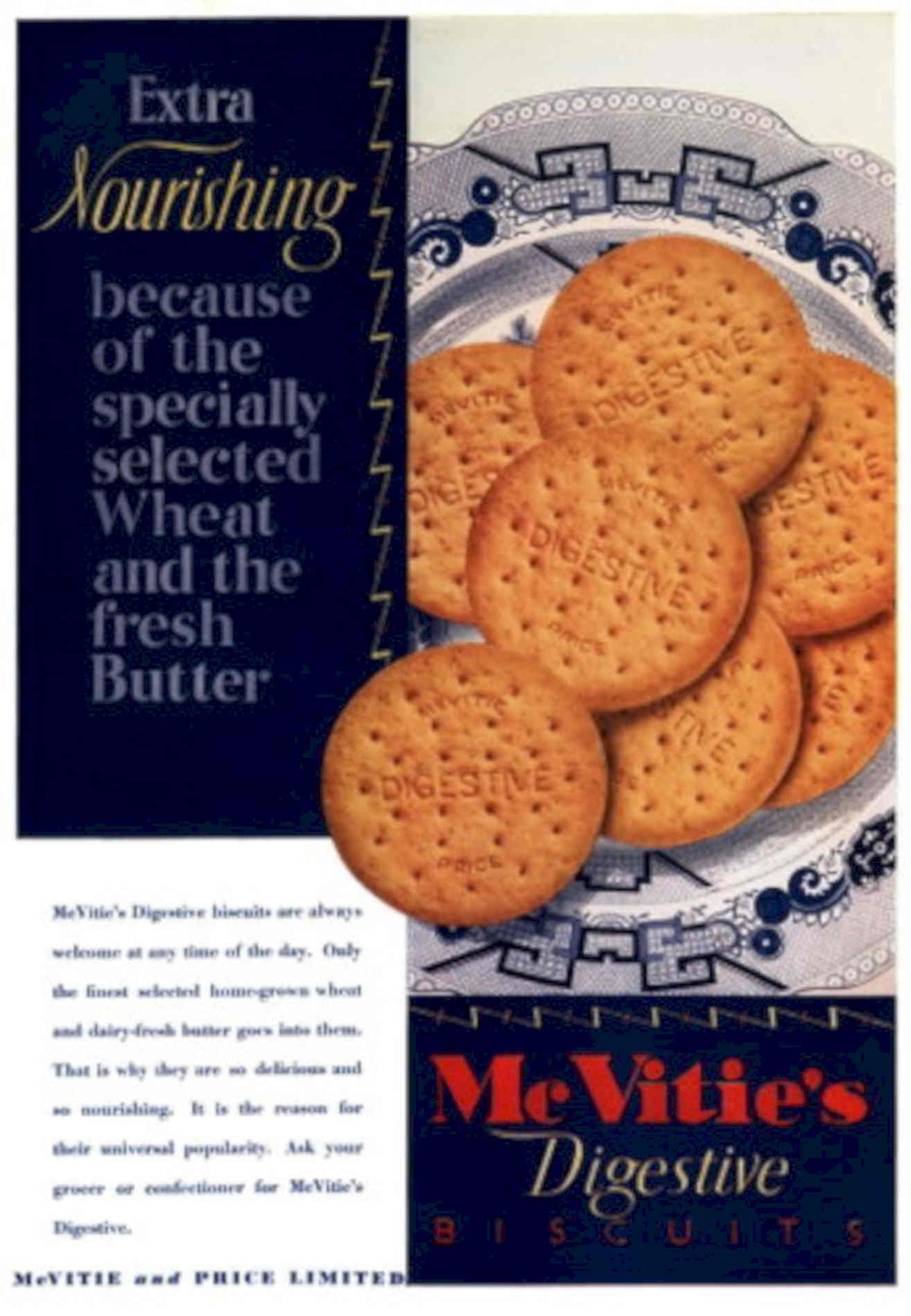 Mcvits Digestive Biscuits 1930s Vintage Retro Advert Poster