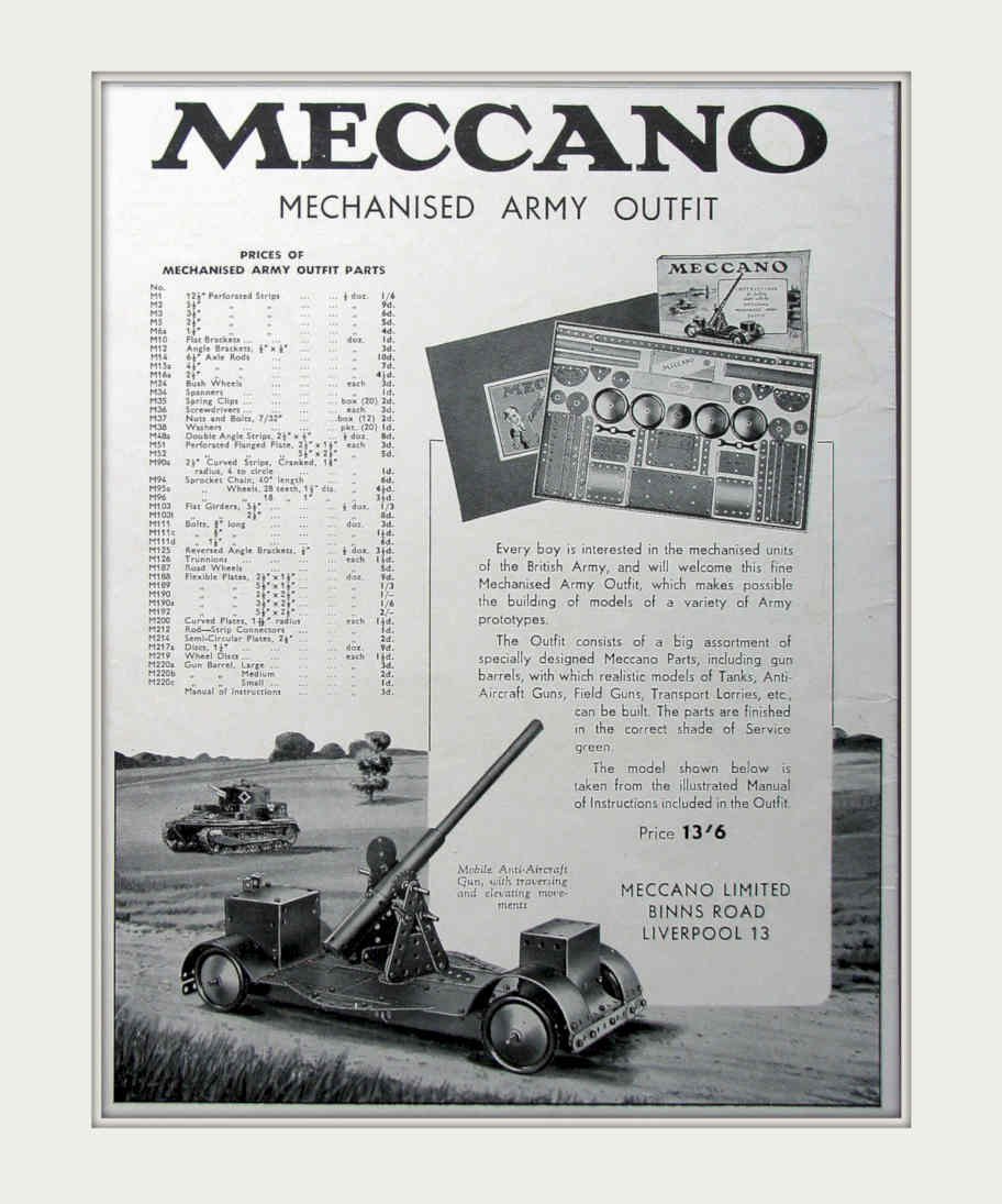 Meccano Army Parts Vintage Retro Advert Poster A4 Photo Print