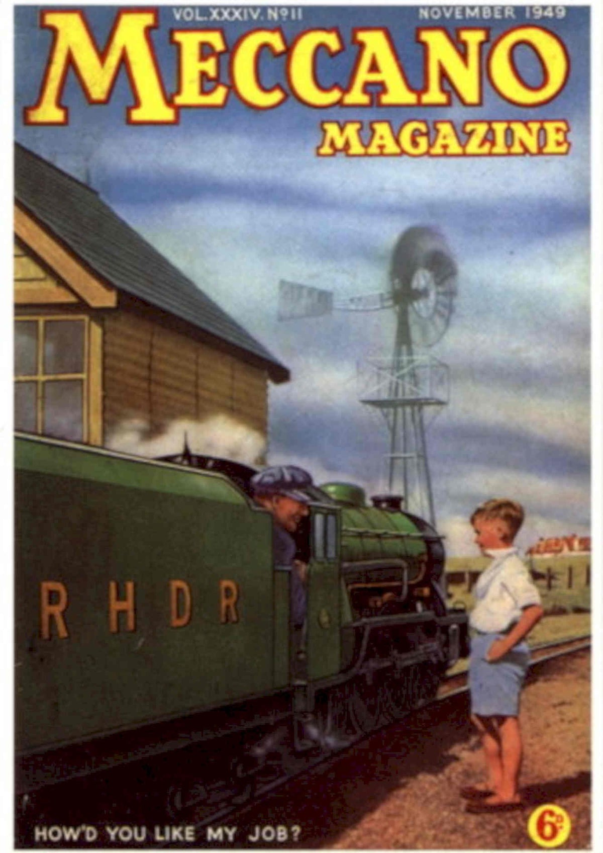 Meccano Locomotive Rhdr 1940s Vintage Retro Advert Poster