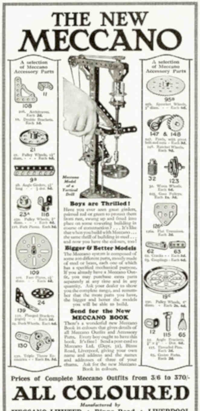 Meccano Model Parts Vintage Retro Advert Poster A4 Photo Print