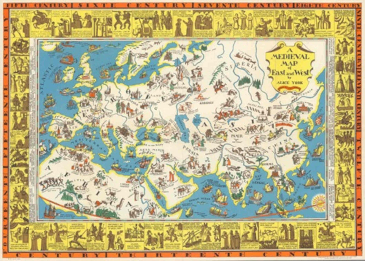 Medieval Map Eastwest Vintage Retro Advert Poster
