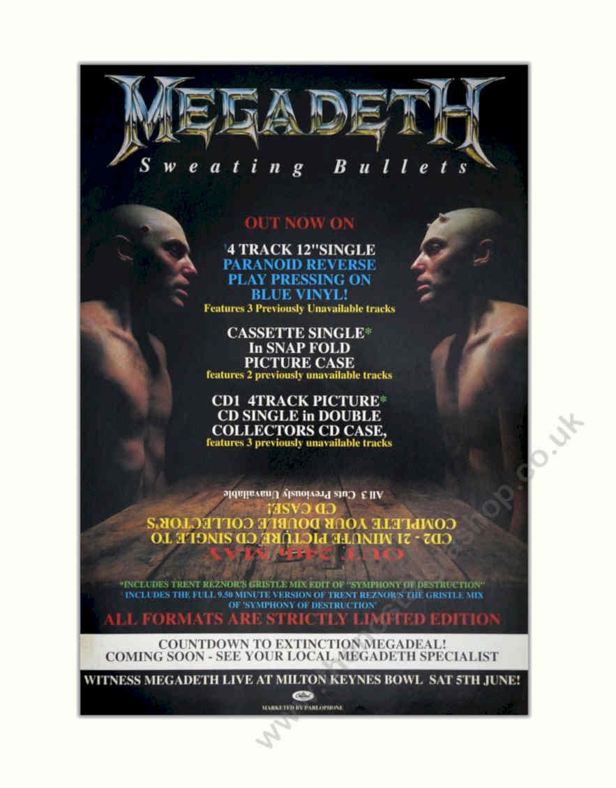 Megadeath Sweating Bullets Vintage Retro Advert Poster A4 Photo Print