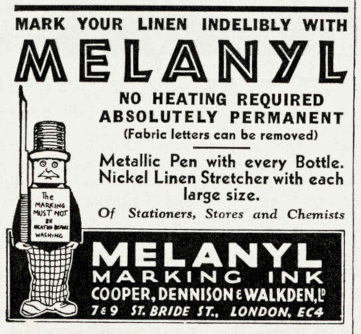 Melanyl Marking Ink Vintage Retro Advert Poster A4 Photo Print