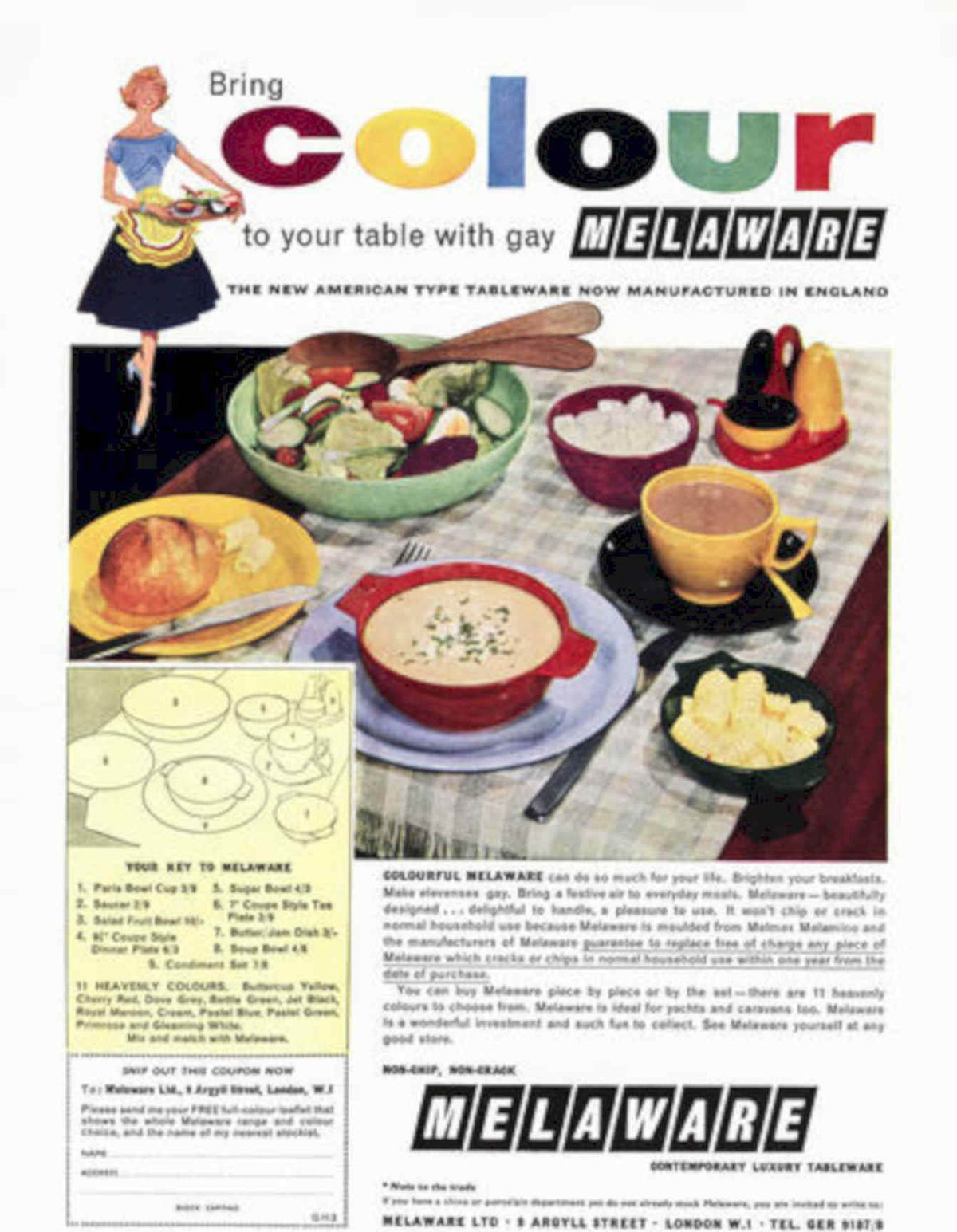 Melaware Tableware Ads Vintage Retro Advert Poster A4 Photo Print