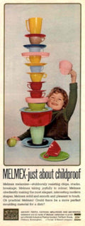 Melmex Dishes Tower 1950s Vintage Retro Advert Poster