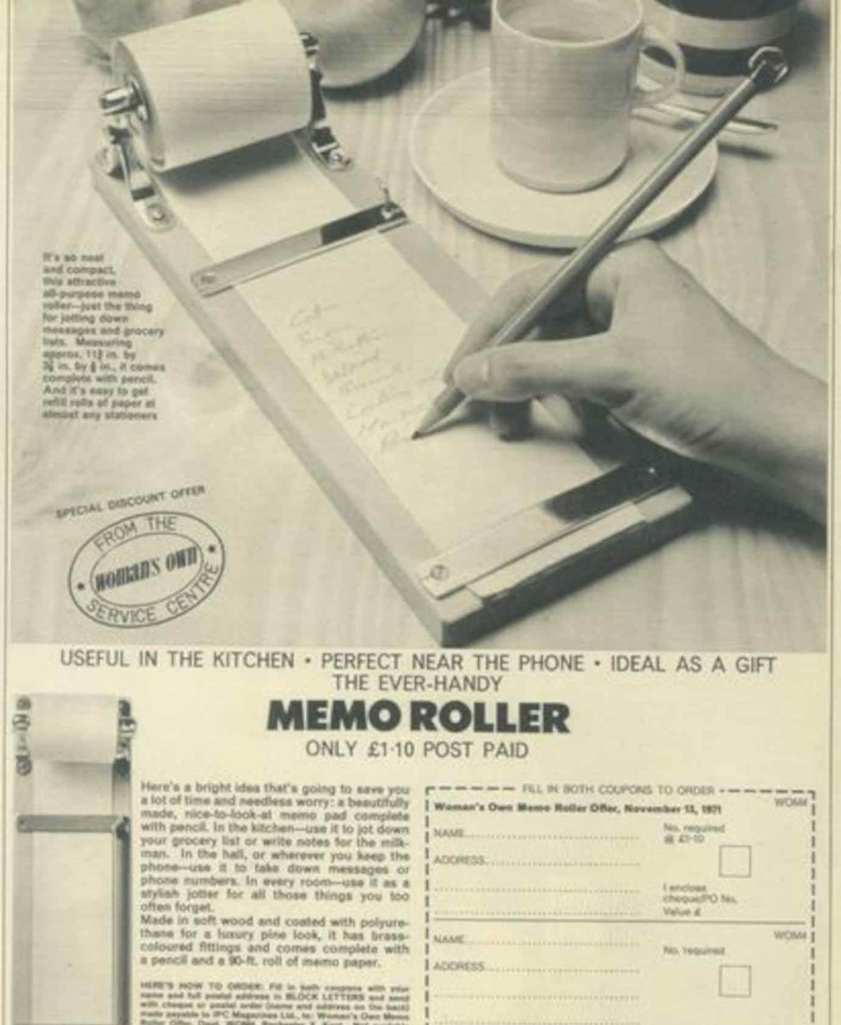 Memo Roller Notes Vintage Retro Advert Poster A4 Photo Print