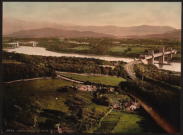 Menai Straits from Anglesey Column Bangor Vintage A4 Photo Print