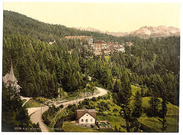 Mendelpass with the hotels Tyrol Vintage A4 Photo Print