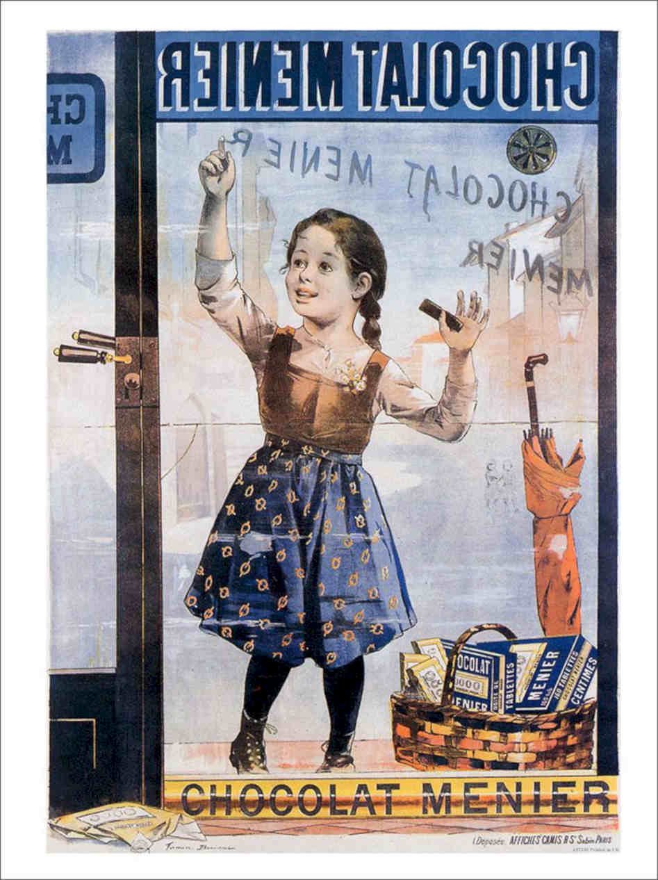 Menier Chocolate Girl Vintage Retro Advert Poster A4 Photo Print