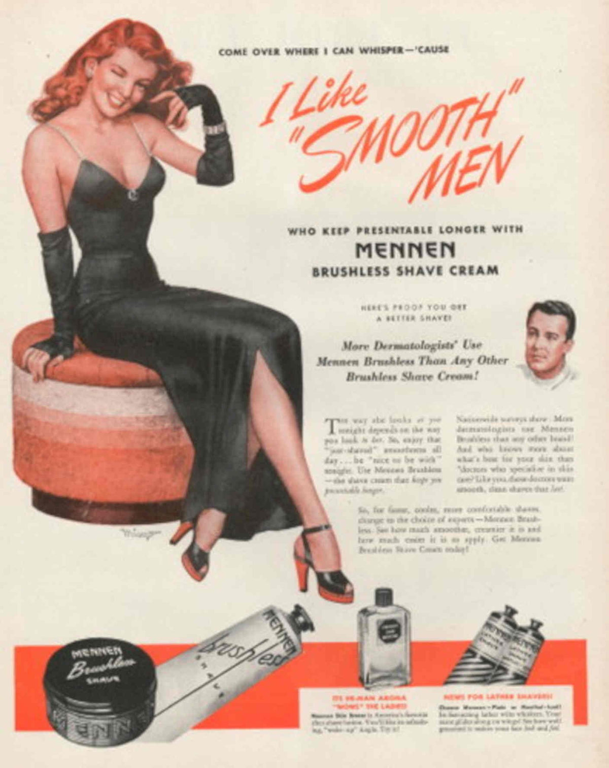 Mennen Shave Cream 1940s Vintage Retro Advert Poster